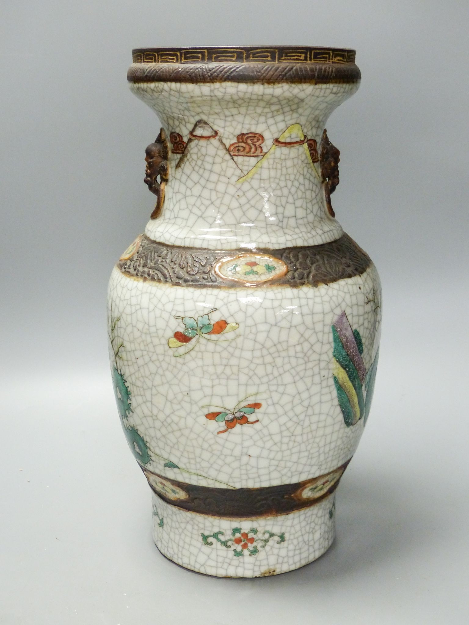 A Chinese famille verte crackleware vase, late 19th century, height 35.5cm